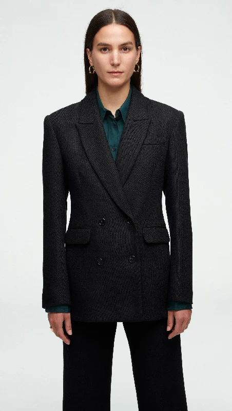 Plus Size Women's Cropped Velvet Blazers in Burgundy for a Night OutDouble-Breasted Blazer in Viscose Wool Twill | Black Plus Size Women's Cropped Velvet Blazers in Burgundy for a Night OutDouble-Breasted Blazer in Viscose Wool Twill | Black
