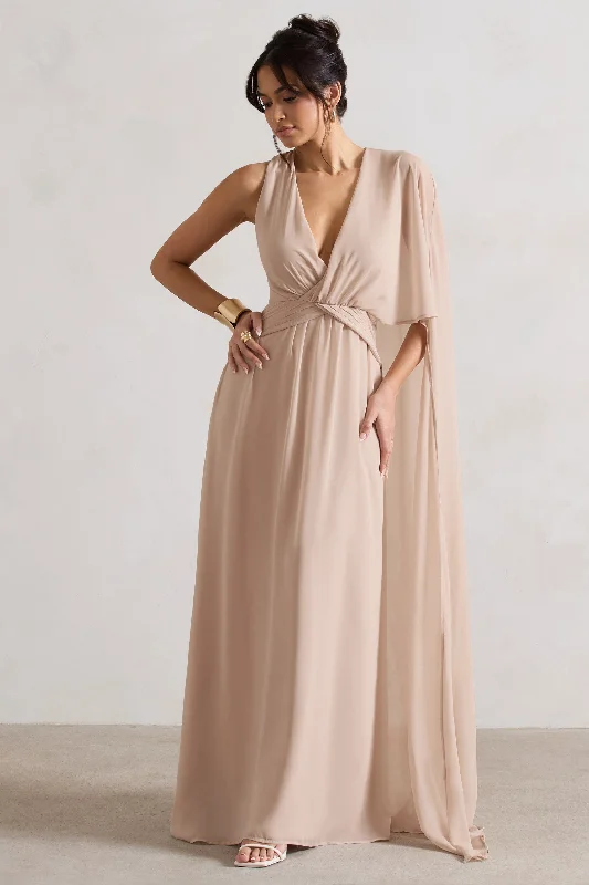 Shift Women Dress with a Simple and Classic Design for Everyday WearFairytale | Champagne Plunge-Neck Chiffon Maxi Dress With Cape Sleeve Shift Women Dress with a Simple and Classic Design for Everyday WearFairytale | Champagne Plunge-Neck Chiffon Maxi Dress With Cape Sleeve
