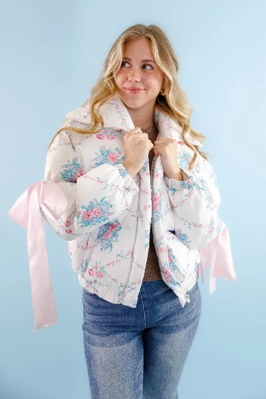 Women's cropped leather jackets with a fringe detail for a western - inspired outfitGraceful Moments Puffer Jacket-White Women's cropped leather jackets with a fringe detail for a western - inspired outfitGraceful Moments Puffer Jacket-White