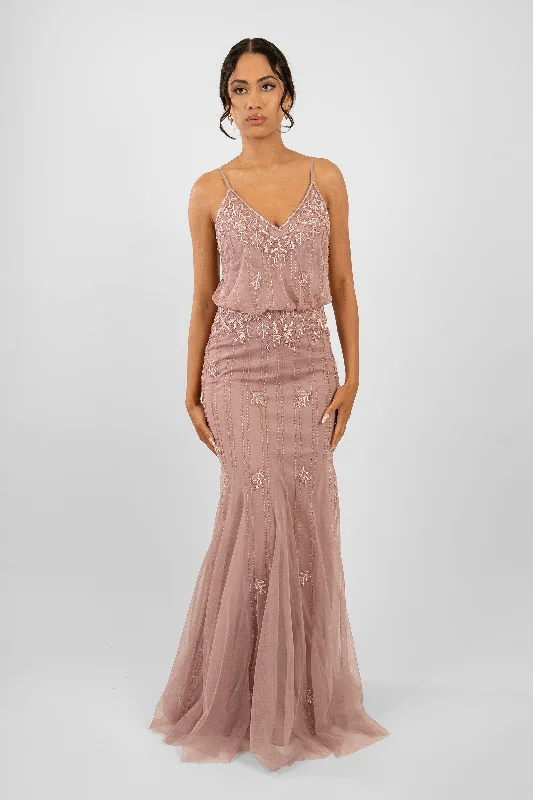 Maxi Women Dress with Floral Print for a Bohemian VibeKeeva Mauve Bridesmaid Dress Maxi Women Dress with Floral Print for a Bohemian VibeKeeva Mauve Bridesmaid Dress