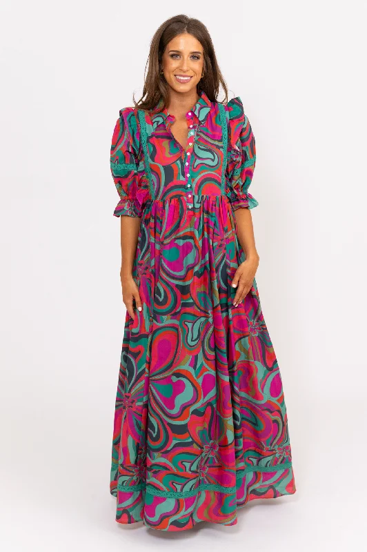 Lace - Embellished Women Dress for an Elegant and Sophisticated AppearanceMulti Jewel Swirl Maxi Dress Lace - Embellished Women Dress for an Elegant and Sophisticated AppearanceMulti Jewel Swirl Maxi Dress