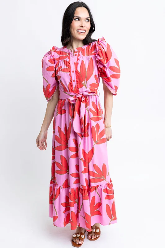 Ruffled Women Dress with Multiple Layers for a Playful and Girly StyleSatin Palm Floral Tie Waist Maxi Dress Ruffled Women Dress with Multiple Layers for a Playful and Girly StyleSatin Palm Floral Tie Waist Maxi Dress