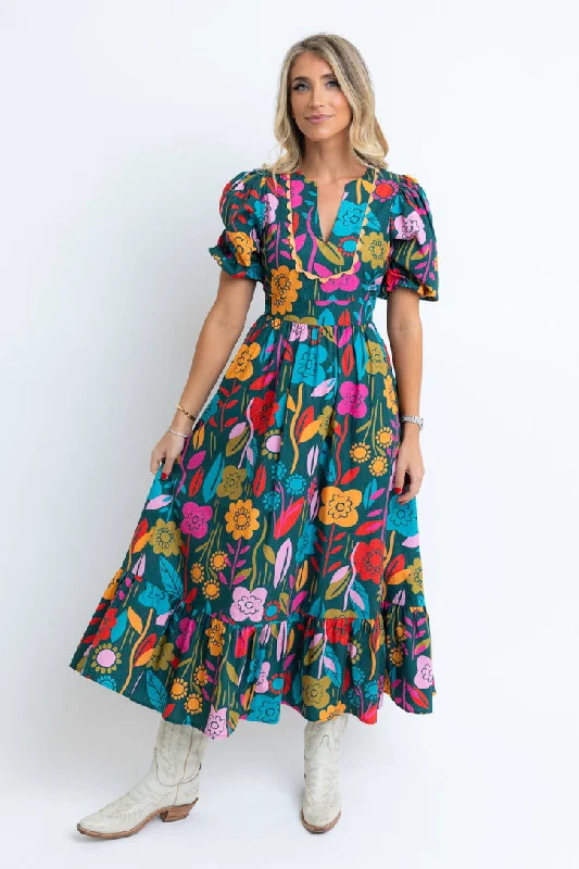 Wrap - Style Women Dress with Adjustable Fit for All Body TypesRetro Garden Vneck Maxi Dress Wrap - Style Women Dress with Adjustable Fit for All Body TypesRetro Garden Vneck Maxi Dress