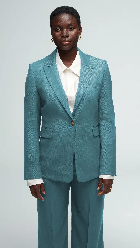 Oversized Women's Printed Blazers in Animal Patterns for a Statement PieceSingle Button Blazer in Seasonless Wool | Cadet Blue Oversized Women's Printed Blazers in Animal Patterns for a Statement PieceSingle Button Blazer in Seasonless Wool | Cadet Blue
