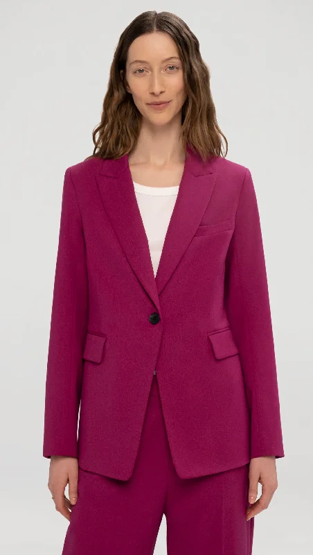 Double - Breasted Women's Leather Blazers in Taupe for an Edgy LookSingle Button Blazer in Seasonless Wool | Magenta Double - Breasted Women's Leather Blazers in Taupe for an Edgy LookSingle Button Blazer in Seasonless Wool | Magenta