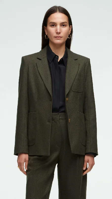 Women's Slim - Fit Blazers in Charcoal Gray for a Professional AppearanceThree Pocket Blazer in Wool Twill | Hunter Women's Slim - Fit Blazers in Charcoal Gray for a Professional AppearanceThree Pocket Blazer in Wool Twill | Hunter