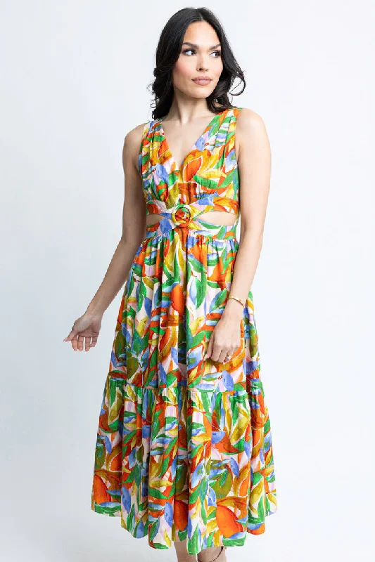 Mermaid - Style Women Dress with a Fitted Silhouette for Special OccasionsTropical Island Cut-Out Dress Mermaid - Style Women Dress with a Fitted Silhouette for Special OccasionsTropical Island Cut-Out Dress