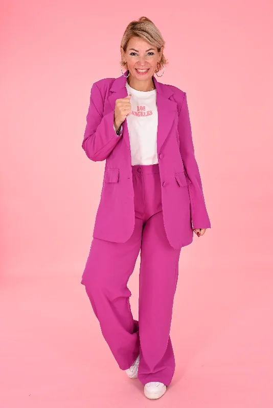 Women's Longline Linen Blazers in Pastel Colors for Summer EventsTweedelig blazer pak magenta Women's Longline Linen Blazers in Pastel Colors for Summer EventsTweedelig blazer pak magenta