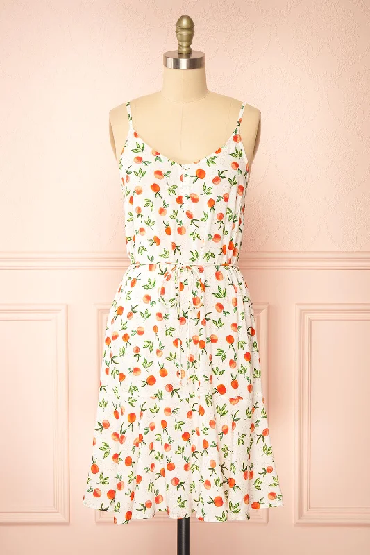 Ball Gown Women Dress with a Full Skirt for a Princess - like LookAlfie | Short Fruit Print White Dress Ball Gown Women Dress with a Full Skirt for a Princess - like LookAlfie | Short Fruit Print White Dress