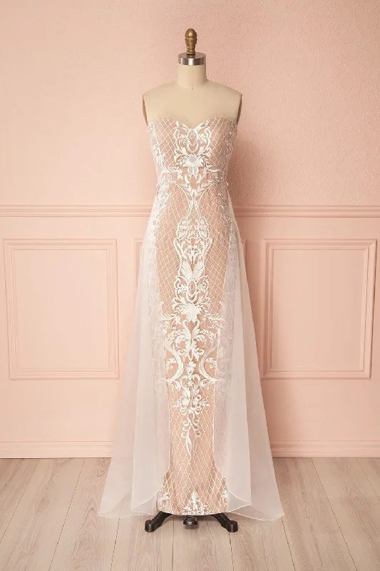 Plus Size Women Dress with a Flattering A - Line Cut for Comfort and StyleAngélique | Beige Embroidered Dress Plus Size Women Dress with a Flattering A - Line Cut for Comfort and StyleAngélique | Beige Embroidered Dress