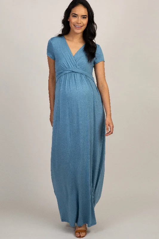 Sheath Women Dress with a Tailored Fit for a Professional LookPinkBlush Blue Draped Maternity/Nursing Maxi Dress Sheath Women Dress with a Tailored Fit for a Professional LookPinkBlush Blue Draped Maternity/Nursing Maxi Dress