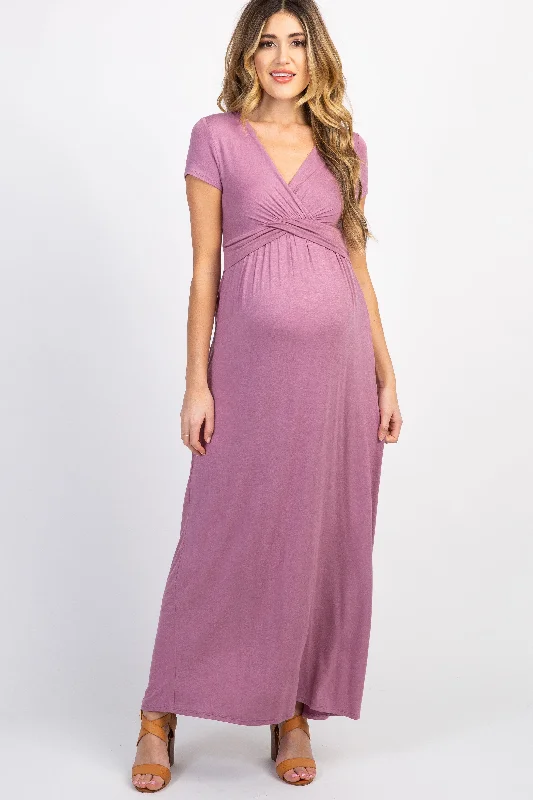 Mini Women Dress with a Short Hem for a Young and Trendy StylePinkBlush Mauve Draped Maternity/Nursing Maxi Dress Mini Women Dress with a Short Hem for a Young and Trendy StylePinkBlush Mauve Draped Maternity/Nursing Maxi Dress