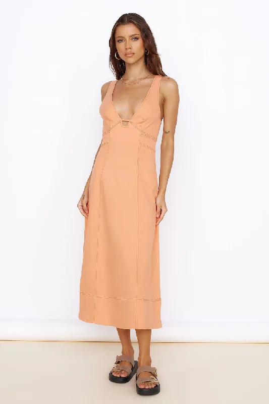 Ruffled Women Dress with Multiple Layers for a Playful and Girly StyleSummer Dreaming Midi Dress Orange Ruffled Women Dress with Multiple Layers for a Playful and Girly StyleSummer Dreaming Midi Dress Orange