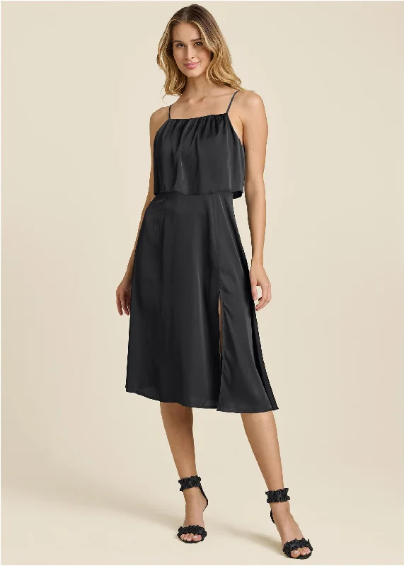 Shift Women Dress with a Simple and Classic Design for Everyday WearOverlay Midi Dress - Black Shift Women Dress with a Simple and Classic Design for Everyday WearOverlay Midi Dress - Black