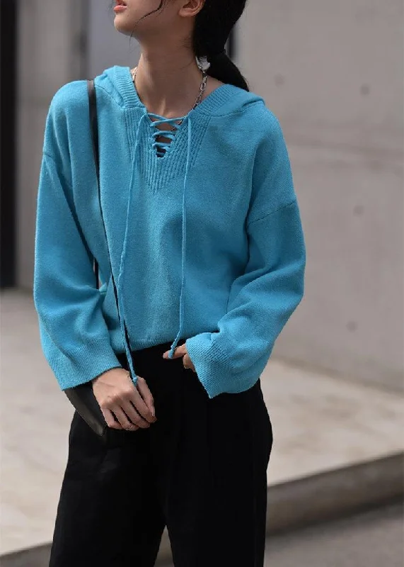 Boat Neck Women's Merino Wool Sweaters in Neutral ShadesAesthetic blue Sweater Blouse hooded drawstring casual knitwear Boat Neck Women's Merino Wool Sweaters in Neutral ShadesAesthetic blue Sweater Blouse hooded drawstring casual knitwear