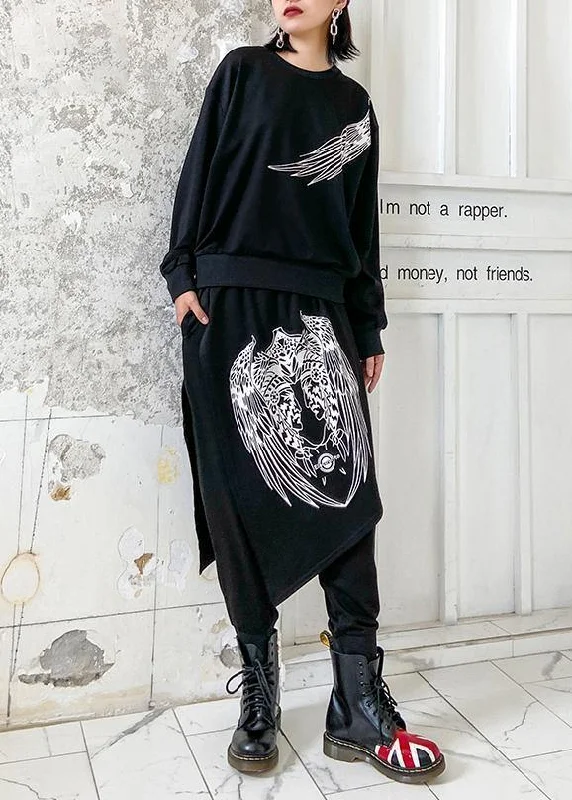 Button - Down Women's Shetland Wool Sweaters in Traditional PatternsAutumn suit ming casual black printed long-sleeved sweater harem pants two-piece suit Button - Down Women's Shetland Wool Sweaters in Traditional PatternsAutumn suit ming casual black printed long-sleeved sweater harem pants two-piece suit