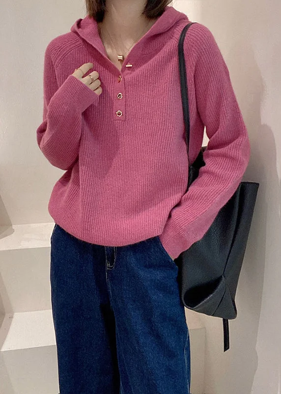 Open - Front Women's Cardigan - Style Mohair SweatersBeautiful Women Rose Versatile Hooded Knit Top Spring Open - Front Women's Cardigan - Style Mohair SweatersBeautiful Women Rose Versatile Hooded Knit Top Spring