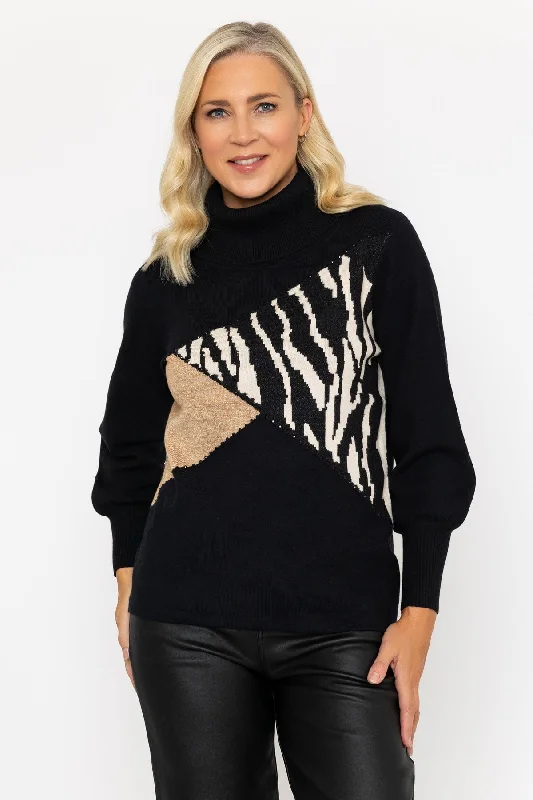 cashmere blend women cardigan for a luxurious feelBlack Animal Print Colour Block Knit Jumper cashmere blend women cardigan for a luxurious feelBlack Animal Print Colour Block Knit Jumper
