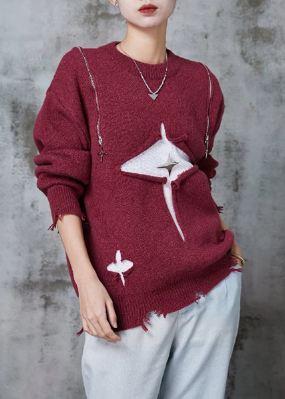 Bell - Sleeve Women's Mohair - Wool Blend SweatersBoutique Mulberry Cold Shoulder Patchwork Knitted Tops Winter Bell - Sleeve Women's Mohair - Wool Blend SweatersBoutique Mulberry Cold Shoulder Patchwork Knitted Tops Winter
