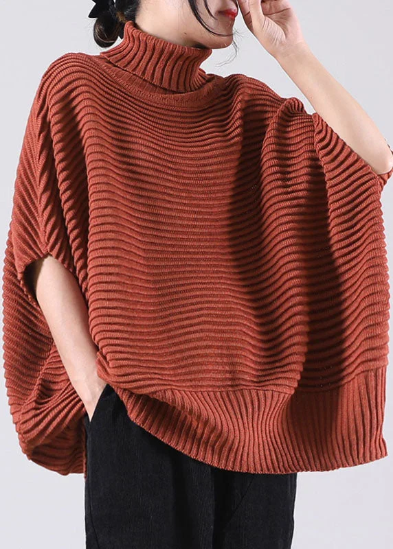 Boat Neck Women's Merino Wool Sweaters in Neutral ShadesBrick Red Bat wing Sleeve Knit Sweater Tops Winter