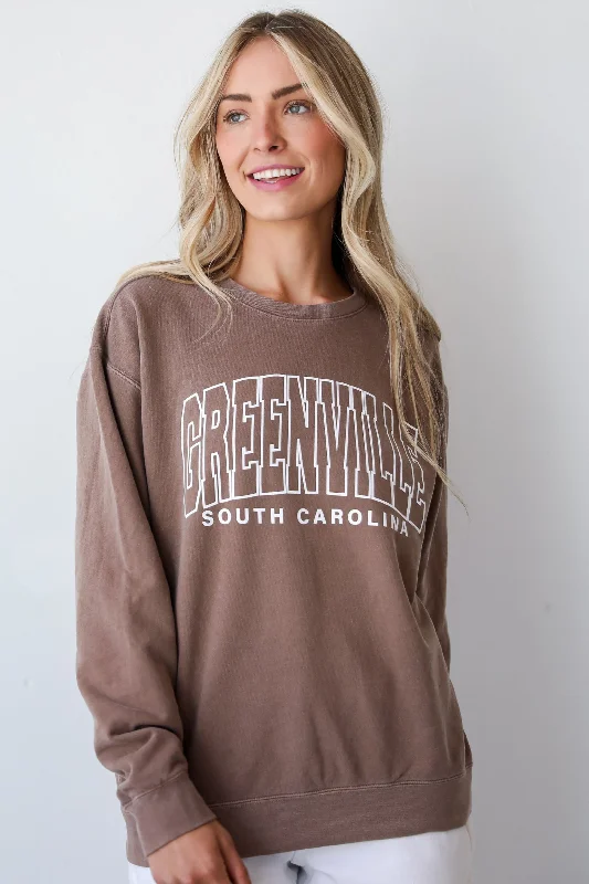 Boat Neck Women's Merino Wool Sweaters in Neutral ShadesBrown Greenville South Carolina Block Letter Sweatshirt Boat Neck Women's Merino Wool Sweaters in Neutral ShadesBrown Greenville South Carolina Block Letter Sweatshirt