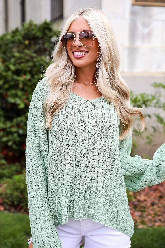 Plus Size Women's Sequined Sweaters for Special OccasionsFINAL SALE - Casual Essence Sage Lightweight Knit Top Plus Size Women's Sequined Sweaters for Special OccasionsFINAL SALE - Casual Essence Sage Lightweight Knit Top