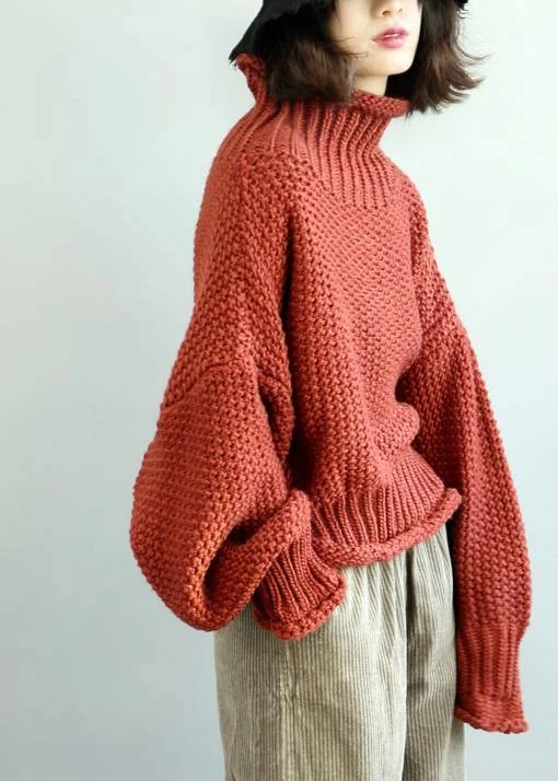 Tie - Front Women's Lambswool Sweaters in Pastel HuesComfy red knit tops fall fashion high neck lantern sleeve top Tie - Front Women's Lambswool Sweaters in Pastel HuesComfy red knit tops fall fashion high neck lantern sleeve top