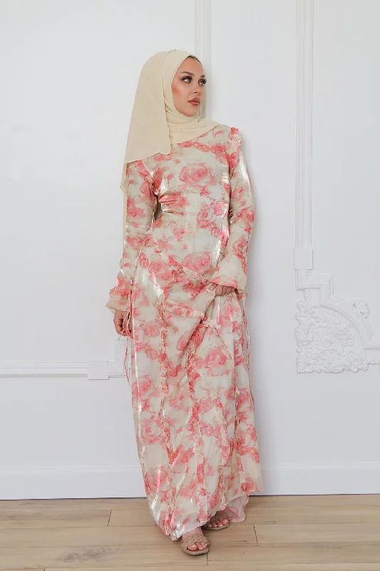 sequin embellished women cardigan for special occasionsDaisy Organza Floral Maxi Dress- Pink sequin embellished women cardigan for special occasionsDaisy Organza Floral Maxi Dress- Pink