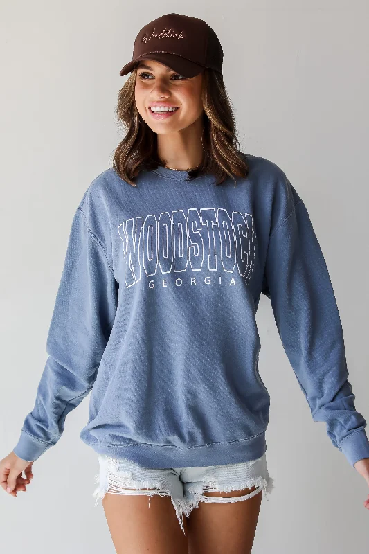 Women's Long Sleeve Turtleneck Cashmere SweatersDenim Woodstock Georgia Sweatshirt