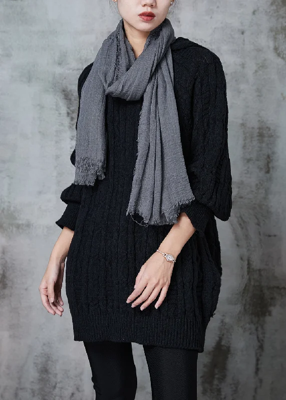 Tie - Front Women's Lambswool Sweaters in Pastel HuesDIY Black Hooded Thick Knit Sweatshirts Dress Winter Tie - Front Women's Lambswool Sweaters in Pastel HuesDIY Black Hooded Thick Knit Sweatshirts Dress Winter