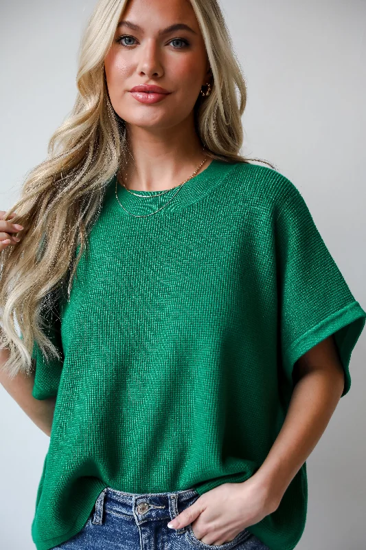 Plus Size Women's Side - Slit Sweaters in Bold SolidsEasily My Favorite Kelly Green Sweater Top Plus Size Women's Side - Slit Sweaters in Bold SolidsEasily My Favorite Kelly Green Sweater Top