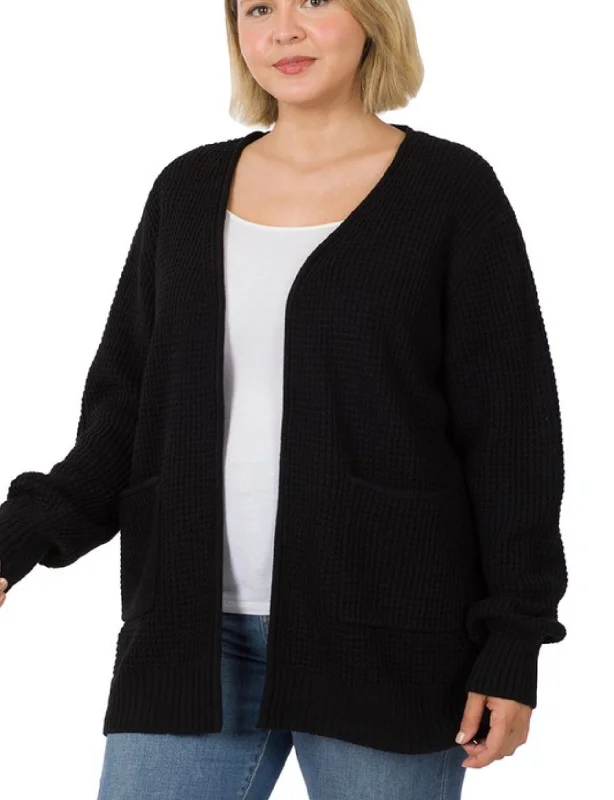 ribbed women cardigan with a classic textureEveryday Perfect Waffle Cardigan ~ Curvy Sizes ribbed women cardigan with a classic textureEveryday Perfect Waffle Cardigan ~ Curvy Sizes
