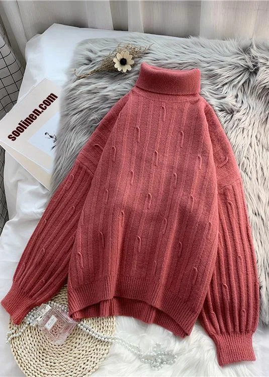 Plus Size Women's Embroidered Sweaters in Ethnic StylesFashion high neck purpke redknit tops oversized cable knitted top Plus Size Women's Embroidered Sweaters in Ethnic StylesFashion high neck purpke redknit tops oversized cable knitted top