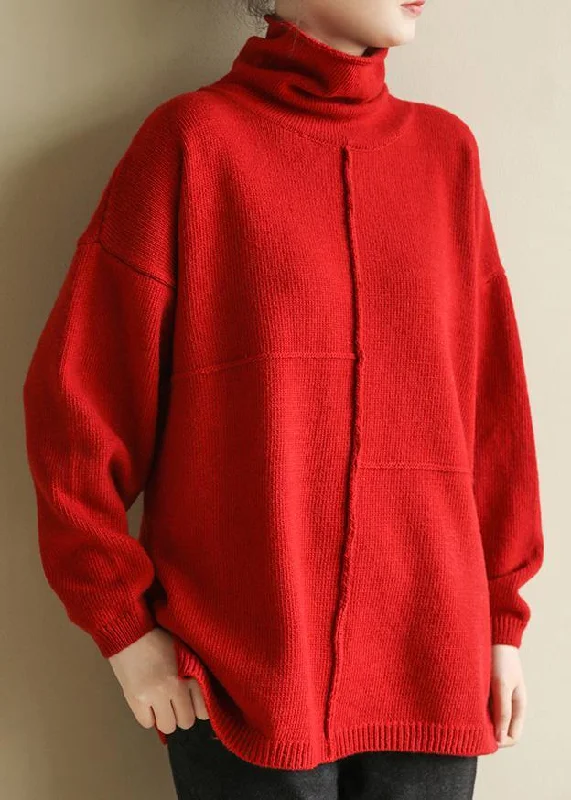 Tie - Front Women's Lambswool Sweaters in Pastel HuesFor Spring Turtleneck red knitwear fashion patchwork knitted pullover Tie - Front Women's Lambswool Sweaters in Pastel HuesFor Spring Turtleneck red knitwear fashion patchwork knitted pullover