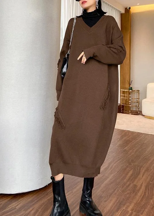 Plus Size Women's Side - Slit Sweaters in Bold SolidsFor Work v neck baggy Sweater dress outfit Moda chocolate Funny knitted dress Plus Size Women's Side - Slit Sweaters in Bold SolidsFor Work v neck baggy Sweater dress outfit Moda chocolate Funny knitted dress