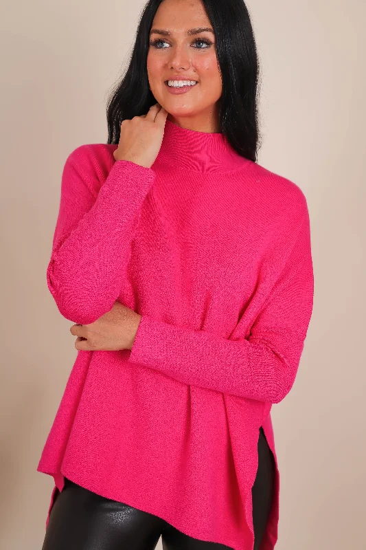 Boat Neck Women's Merino Wool Sweaters in Neutral ShadesGoing For It Sweater-Hot Pink Boat Neck Women's Merino Wool Sweaters in Neutral ShadesGoing For It Sweater-Hot Pink