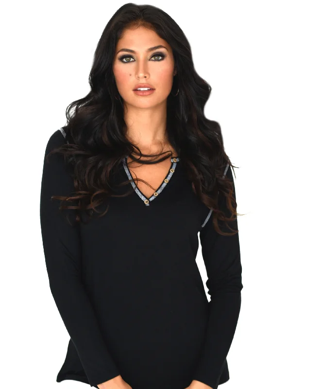 Plus Size Women's Sequined Sweaters for Special OccasionsGrace Long Sleeve Top