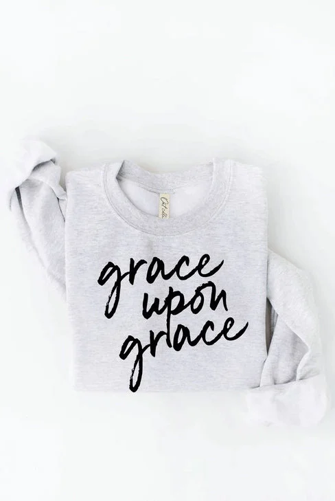 long length women cardigan with side slitsGrace Upon Grace Graphic Sweatshirt in Heather White long length women cardigan with side slitsGrace Upon Grace Graphic Sweatshirt in Heather White