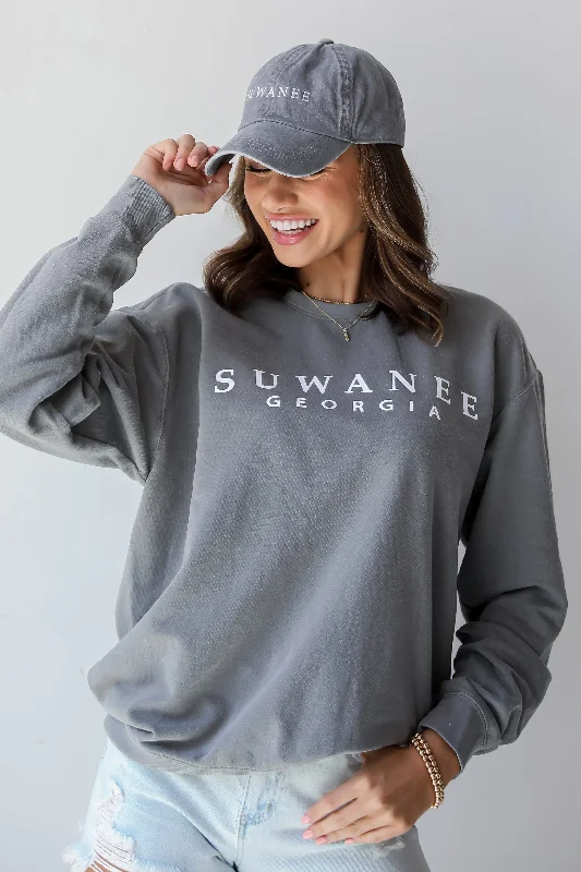 Split - Hem Women's Linen Blend Sweaters for SpringGrey Suwanee Georgia Sweatshirt