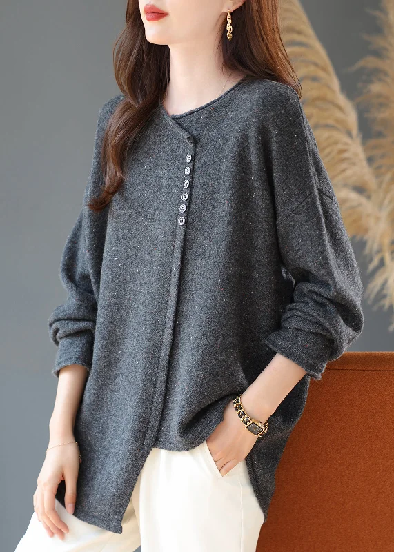 Plus Size Women's Oversized Chunky Knit SweatersHandmade Grey Asymmetrical Patchwork Wool Knitted Tops Winter Plus Size Women's Oversized Chunky Knit SweatersHandmade Grey Asymmetrical Patchwork Wool Knitted Tops Winter