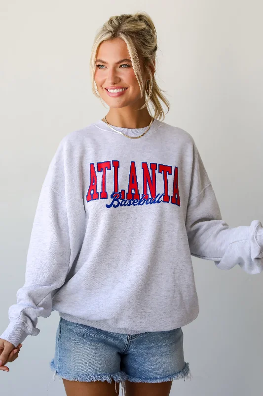 V - Neck Women's Ribbed Wool Sweaters for FallHeather Grey Atlanta Baseball Sweatshirt V - Neck Women's Ribbed Wool Sweaters for FallHeather Grey Atlanta Baseball Sweatshirt