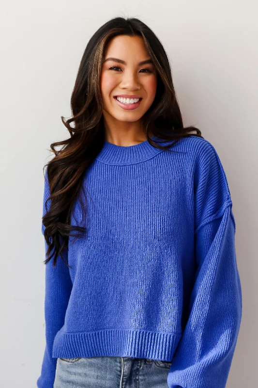 Open - Front Women's Cardigan - Style Mohair SweatersFINAL SALE - Iconic Persona Blue Sweater
