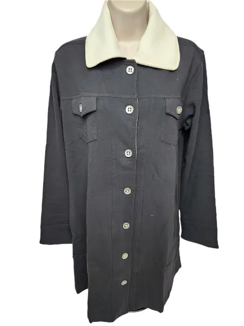 lightweight women cardigan for spring and fallJacket 2 Pocket Cashmere Trim Black/Ivory Womens 7733bkiv lightweight women cardigan for spring and fallJacket 2 Pocket Cashmere Trim Black/Ivory Womens 7733bkiv