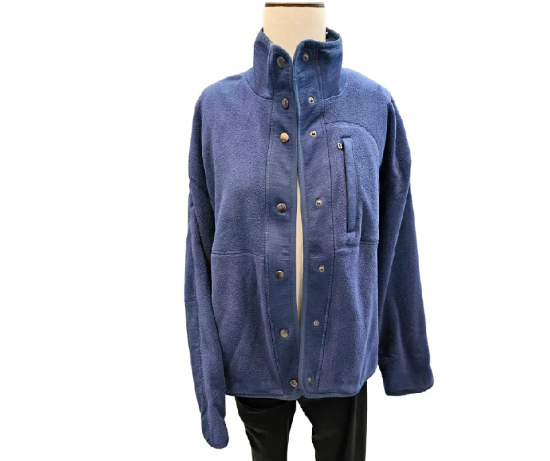 lightweight women cardigan for spring and fallJacket Snap / Zipper Pocket Soft Fleece Women's Midnight Blue 24F35-MDN lightweight women cardigan for spring and fallJacket Snap / Zipper Pocket Soft Fleece Women's Midnight Blue 24F35-MDN