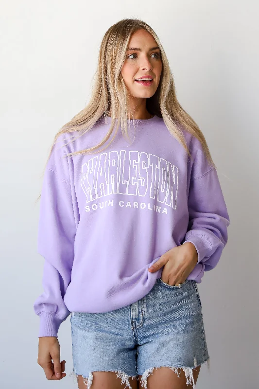 Cropped Women's Angora Blend Sweaters for a Trendy LookLavender Charleston South Carolina Sweatshirt Cropped Women's Angora Blend Sweaters for a Trendy LookLavender Charleston South Carolina Sweatshirt