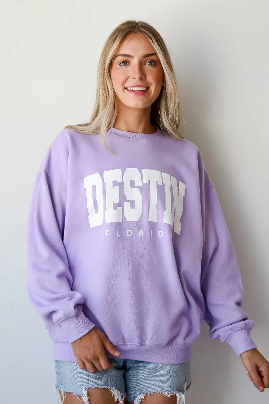 Plus Size Women's Oversized Chunky Knit SweatersLavender Destin Florida Sweatshirt