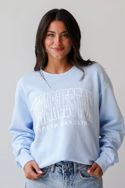 Hooded Women's Fleece - Lined Sweaters for WinterLight Blue Charleston South Carolina Block Letter Sweatshirt Hooded Women's Fleece - Lined Sweaters for WinterLight Blue Charleston South Carolina Block Letter Sweatshirt