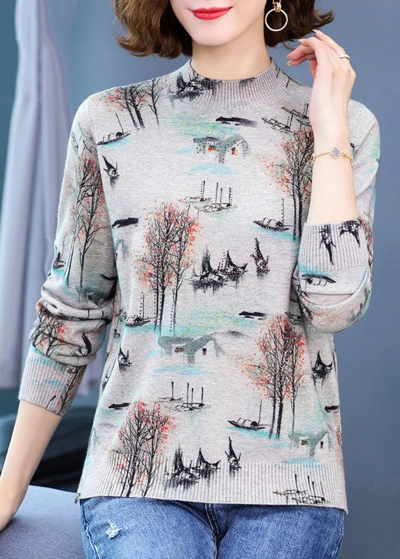 V - Neck Women's Ribbed Wool Sweaters for FallLoose Light Blue Print Side Open Cotton Knit Top Spring V - Neck Women's Ribbed Wool Sweaters for FallLoose Light Blue Print Side Open Cotton Knit Top Spring