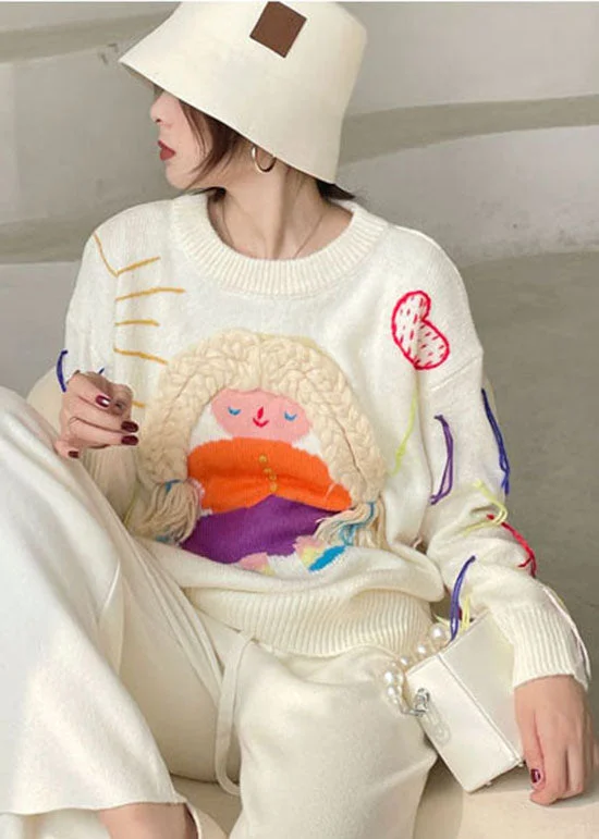 Mock Neck Women's Alpaca Wool Sweaters in Earth TonesLoose White Tasseled Patchwork Knit Sweaters Winter Mock Neck Women's Alpaca Wool Sweaters in Earth TonesLoose White Tasseled Patchwork Knit Sweaters Winter