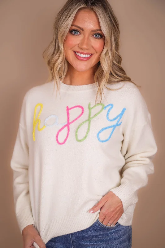 Plus Size Women's Embroidered Sweaters in Ethnic StylesMake You Smile Sweater